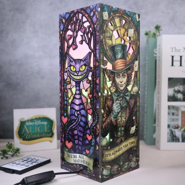 Alice In Wonderland Wooden Box Lamp, Alice Princess Wooden Light, Wonderland 3D Printed Lamp, Decorative Lamp, Kids Room Decor, Gifts