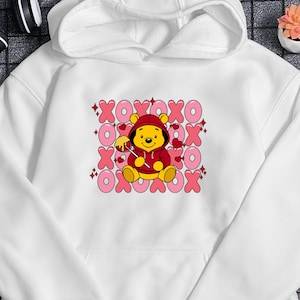 Winnie The Pooh Hoodie Yellow Bear Cartoon Hoodie Valentine Hoodie Vacation Shirt Valentine Gift