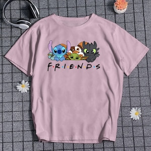 Niedliches Stitch T-Shirt Drachen-T-Shirt Cartoon-Freunde-T-Shirt für Sommerferien-Reise-Geschenk für Geburtstagsgeschenk für sie für Freunde