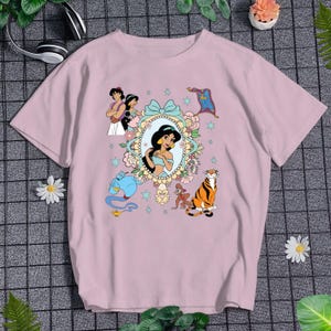 Jasmine Princess T-shirt Jasmine Aladdin cartoon uniseks T-shirt Magic Kingdom shirt voor Disneyland Disneytrip Disneyworld voor vakantie cadeau