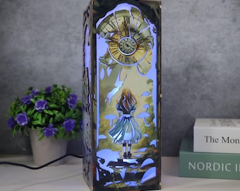 Alice im Wunderland Holzkasten Lampe, Alice Prinzessin Holzlicht, dekorative Lampe, Kinderzimmerdekor, Weihnachtsdekor, Weihnachtsgeschenke