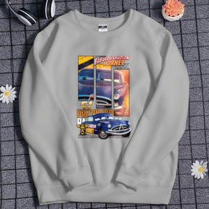 Retro Hudson Hornet Winner Piston Cup Sweatshirt Lightning McQueen Cartoon Shirt For Disney Vacation Trip Birthday Gift For Her For Friends