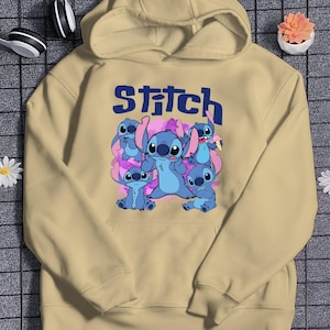 Cute Stitch Cartoon Hoodie Funny Stitch Bootleg Style Hoodie Retro Gangsta Outfit For Disney Vacation Trip Disneyland Disney World Gift