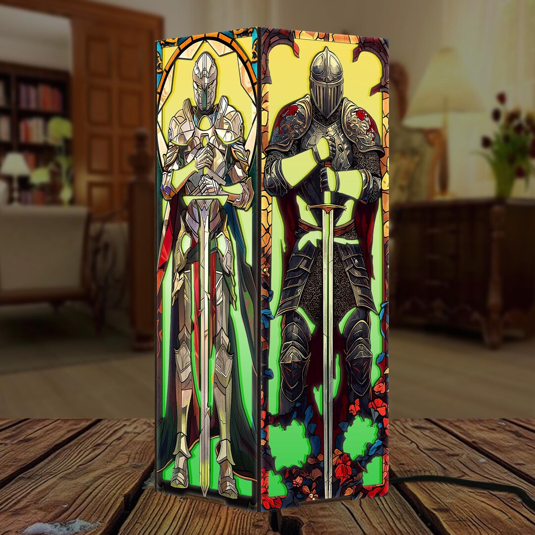 Medieval Knight Wood Decor, Knight Armor Night Light Decor, Knight ...