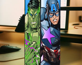 MCU Characters Wooden Box Lamp, Avenger Comics 3D Printed LED Lamp, Handmade Night Light Lamp, Deco Lamp, Kids Room Decor, Comic Fan Gifts