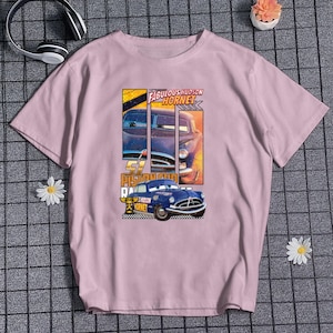 Retro Hudson Hornet Winner Piston Cup T-shirt Lightning McQueen Cartoon Tee For Disney Vacation Trip Birthday Gift For Her Gift For Friends
