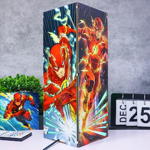 フラッシュライトボックス、DCヒーロー木製ランプ、コミックテーマの木製装飾、DCユニバースギフト装飾、ナイトライト装飾、フラッシュ愛好家、コミックファンギフト