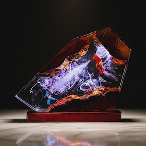 Captain America vs Iron Man-lampa i harts, nattlampa från inbördeskriget, epoxi-diorama för superhjältestrider, present till Marvel-fans, dekoration för spelrum