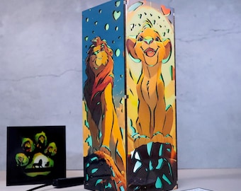 Lion King Wooden Box Lamp, Simba Lion King 3D Printed LED Lamp, Wooden Night Light Decor, Bedside Lamp, Table Lamp, Decorative Lamp, Gifts