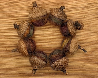 Felted Wool Acorns in Fall Blend,  also available as Ornaments