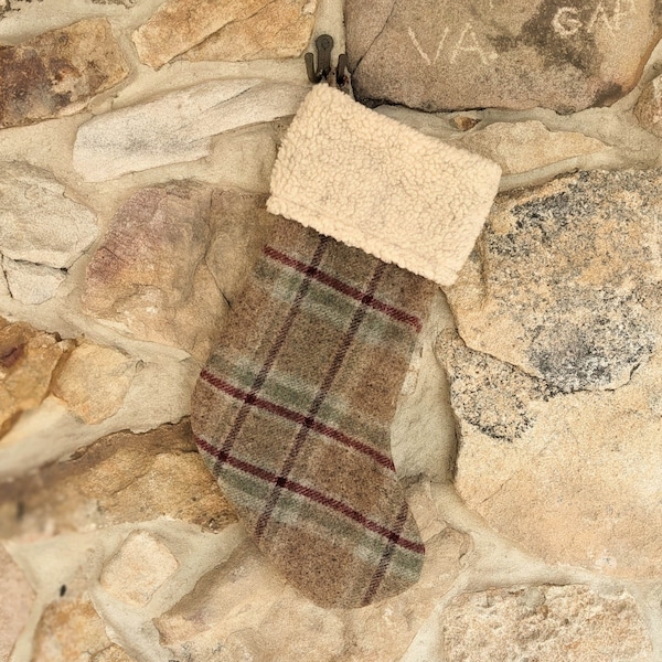 Plaid Wool Christmas Stocking Personalized