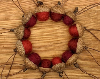 Red Felted Acorn Ornaments Set of 12 also available without hangers