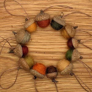 Wool Felted Acorns in Fall Colors,  Set of 12 Acorns OR Acorn Ornaments