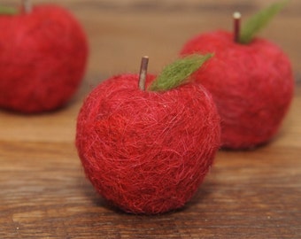 Real size Felted apple Home decor Kitchen decor felt wool decor felt wool apple Needle Felted Apple in natural size