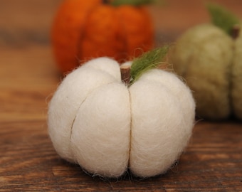 Needle Felted White Pumpkin in White Wool