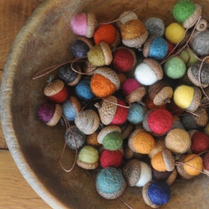 Felted Wool Acorns OR Acorn Ornaments, You pick the Colors & Quantity, custom natural eco friendly decor