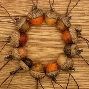 Orange Felted Wool Acorns or Acorn Ornaments, Set of 12 image 2