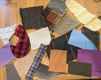Wool Fabric Applique Pieces, 20 pieces, 7 oz, lot #2