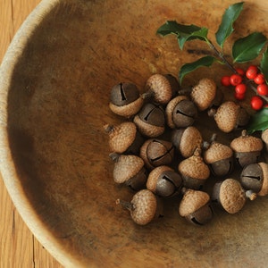Rusty Jingle Bell Acorns, Also Available as Ornaments, Rustic Woodland Wedding