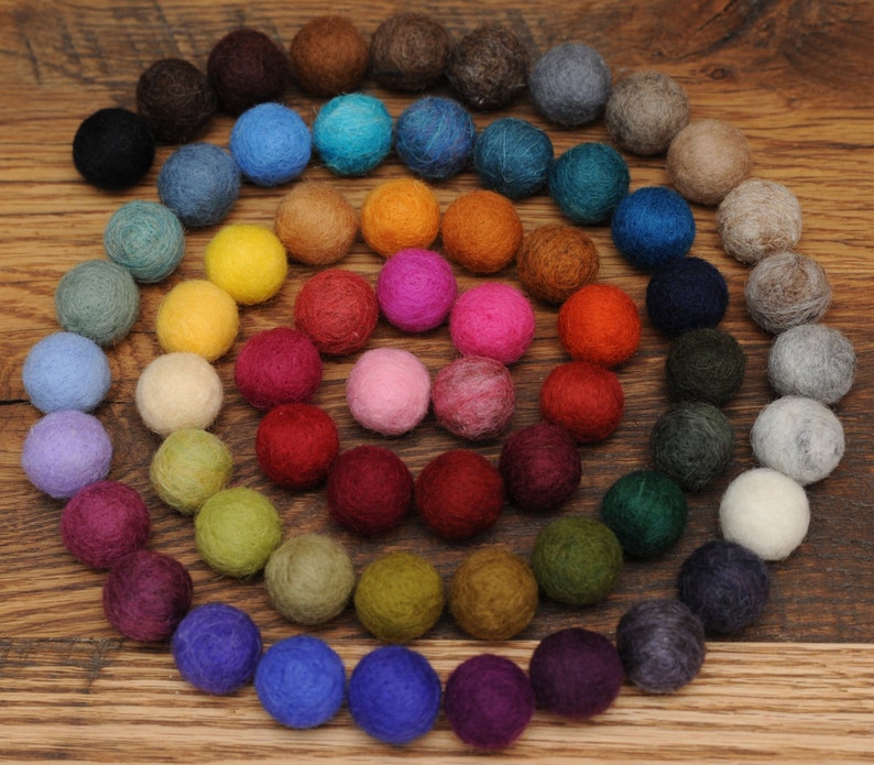 Felted Balls You Pick the Colors Set of 25 Wool Balls 1 Inch Etsy