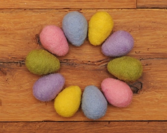 Felted Easter Eggs, Set of 10 Medium Pastel Wool Eggs