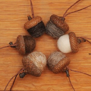 Felted Wool Acorns or Acorn Ornaments, Natural colors image 2