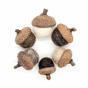 Felted Wool Acorns or Acorn Ornaments, Natural colors image 5