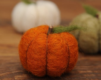 Needle Felted Pumpkin in Burnt Orange Wool