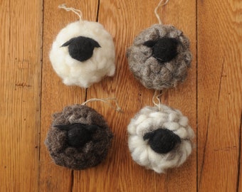 Felted Wool Sheep Ornaments, Available in two Sizes