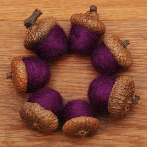 Violet Purple Felted Acorns, ecofriendly wool, also available as ornaments image 2