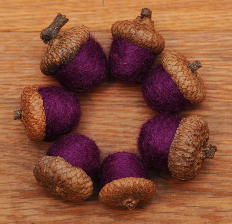 Violet Purple Felted Acorns, ecofriendly wool, also available as ornaments image 2