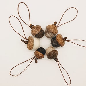 Felted Wool Acorns or Acorn Ornaments, Natural colors image 3