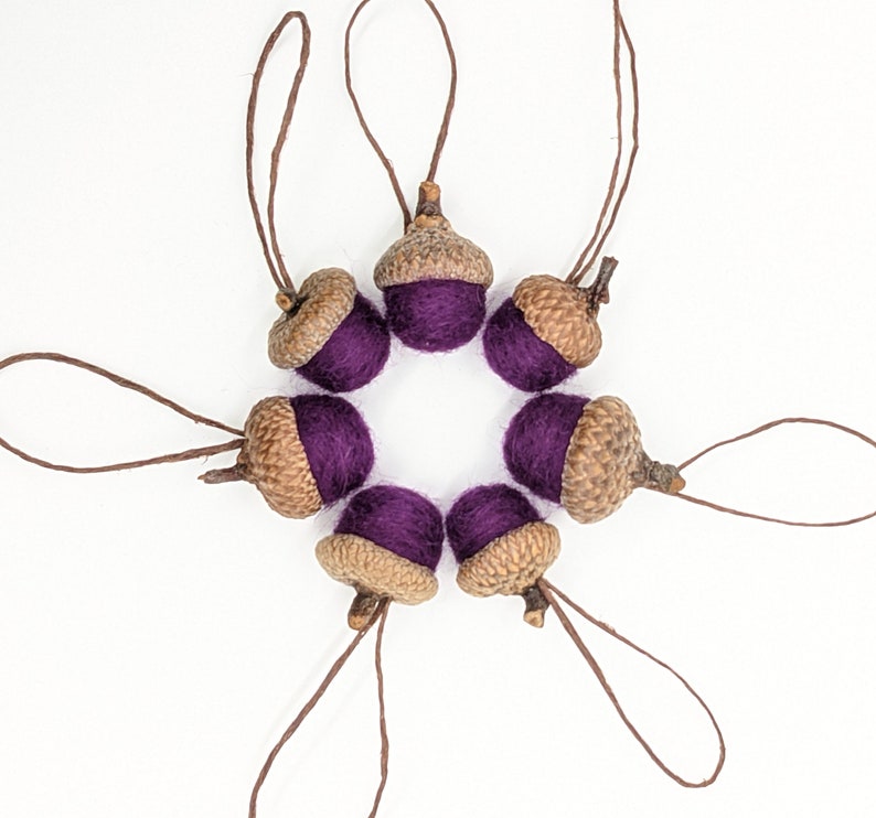 Violet Purple Felted Acorns, ecofriendly wool, also available as ornaments image 4