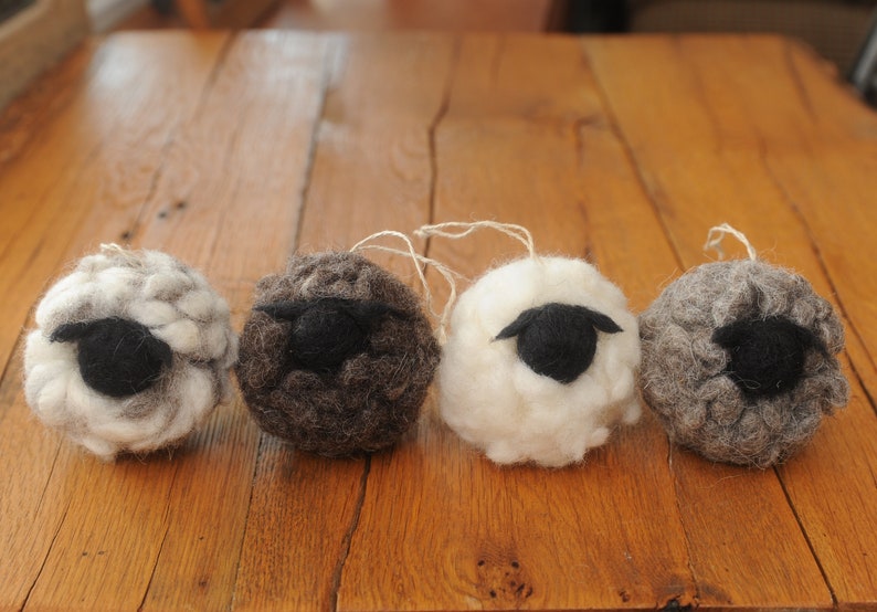 Felted Wool Sheep Ornaments Set of 4 Etsy