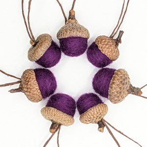 Violet Purple Felted Acorns, ecofriendly wool, also available as ornaments image 3