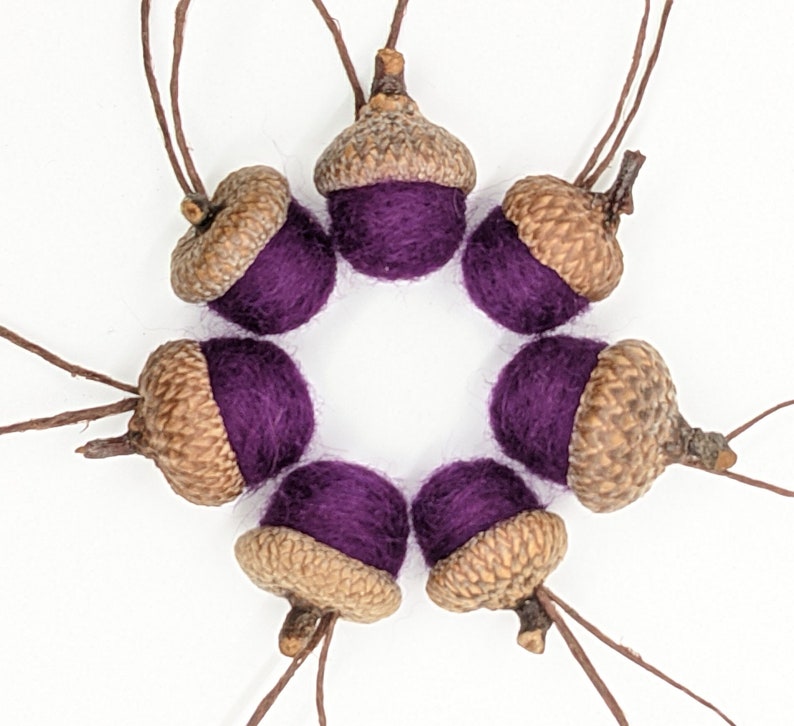 Violet Purple Felted Acorns, ecofriendly wool, also available as ornaments image 3