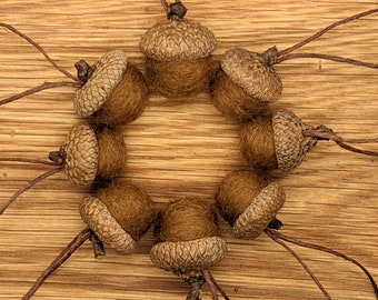 Chestnut Brown Felted Acorn Ornaments, also available without hangers