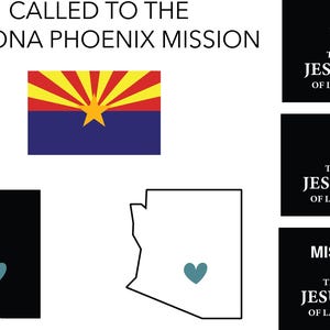 Arizona Phoenix Mission LDS Kerk van Jezus Christus van de Heiligen der Laatste Dagen Mormoonse Missionaris SVG Cricut Vinylkaart Afscheid Phoenix Arizona