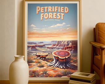 Poster Parc national de la forêt pétrifiée, oeuvre d'art du désert de l'Arizona
