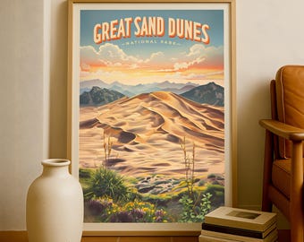 Sand Dunes National Park Poster, Colorado Landschaft Kunstdruck