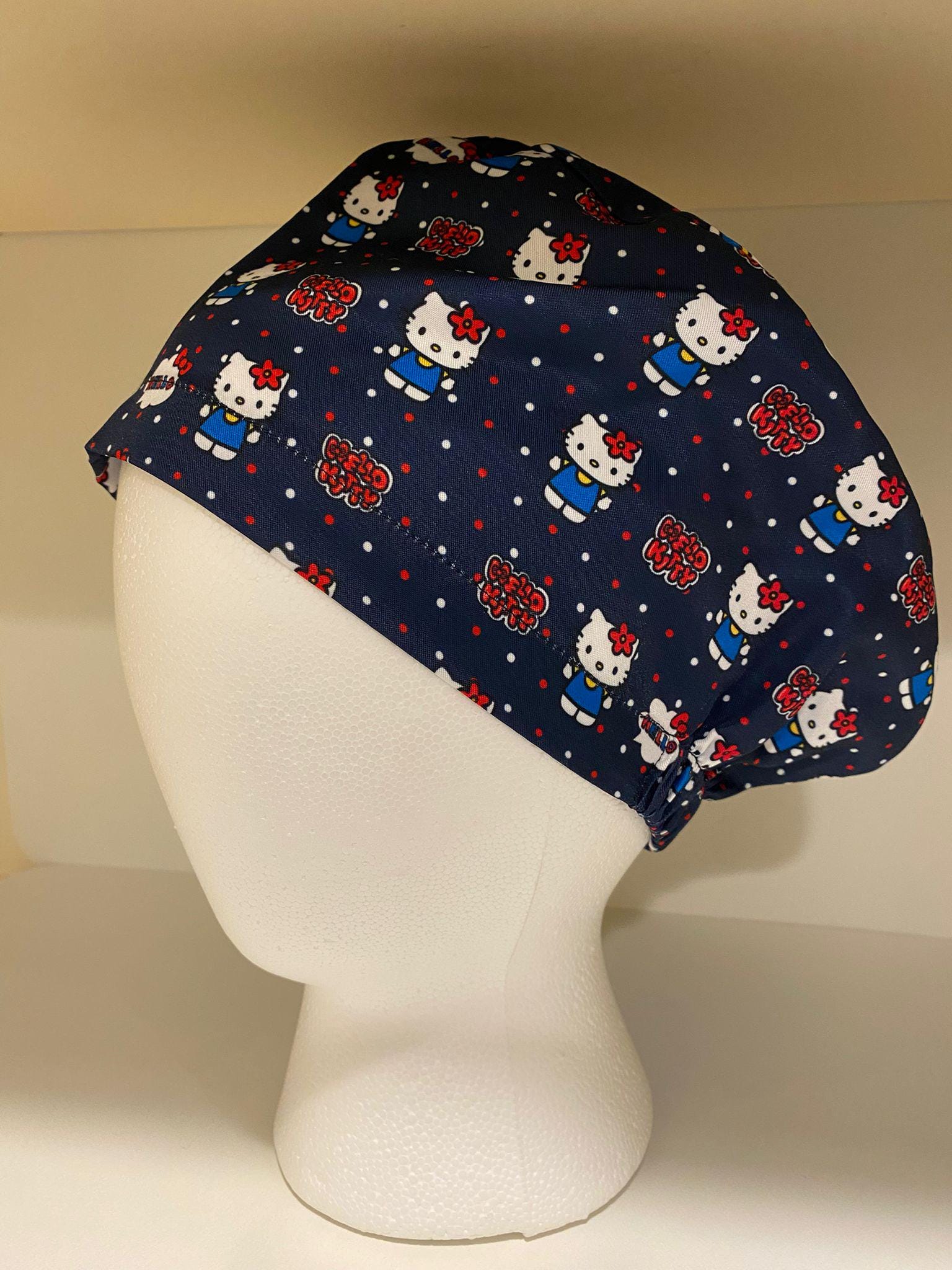 Hello kitty in Blue Premium Fluid resistant Cotton fabric Scrub Caps <3