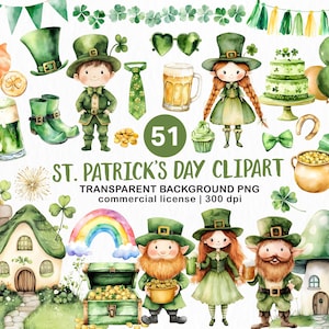 Clipart PNG de la Saint-Patrick, St Patricks Day Clipart aquarelle, Clipart Saint Patrick, Leprechaun Shamrock Clipart, Clipart irlandais png