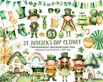 Clipart del día de San Patricio PNG, Clipart del día de San Patricio Acuarela, Clipart del día de San Patricio, Clipart de trébol de duende, Clipart irlandés png