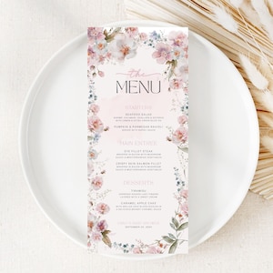 Baby in Bloom Menu Card, Baby Shower Menu Template, Floral Menu, Flower Menu, Wildflower Baby Shower Printable Menu Template, Canva