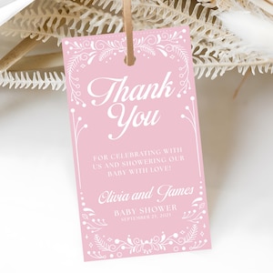 Pink Cielito Lindo Baby Shower Favor Tag, Editable Cielito Lindo Thank you Tag, Talavera Thank You Tag, Papel Picado Gift Tag, Cielito Lindo