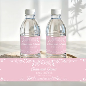 Roze Cielito Lindo babyshower waterflesetiket, Cielito Lindo waterflessticker, Mexicaans waterflesetiket, talavera-flessticker