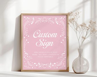 Letrero personalizado de Cielito Lindo, letreros de baby shower de Talavera mexicana rosa, letrero de mesa de Papel Picado, letrero de fiesta personalizado de Cielito Lindo editable, Canva