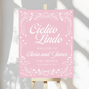 Cielito Lindo Baby Shower Welcome Sign Template, Pink Cielito Lindo Welcome Sign, Talavera Baby Shower Sign, Mexican Baby Shower Sign, Canva