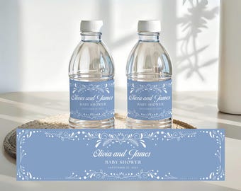 Etiqueta para botella de agua de baby shower Cielito Lindo, pegatina azul editable para botella de agua Cielito Lindo, pegatina de Talavera mexicana para botella de agua, Canva
