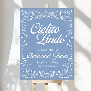 Blue Cielito Lindo Welcome Sign, Cielito Lindo Baby Shower Welcome Sign, Blue Talavera Baby Shower Sign, Mexican Baby Shower Sign, Canva